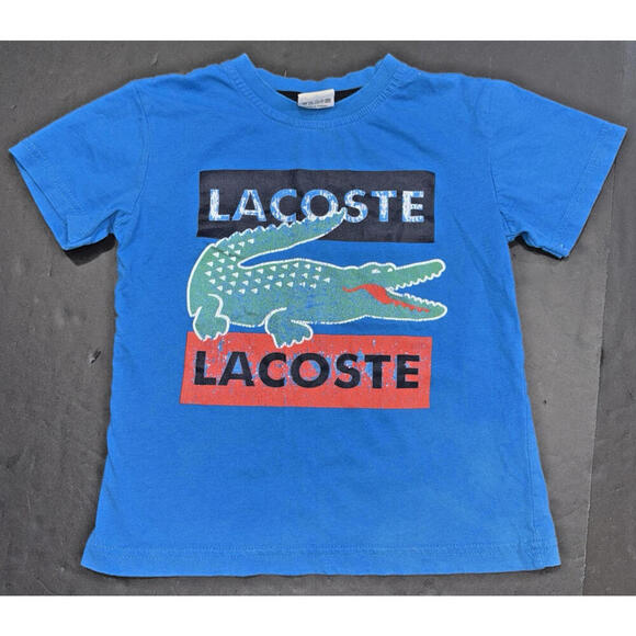 Lacoste Logo Alligator Preppy Basic Vintage Retro Designer Kids Tee Tshirt 7/8 - Picture 1 of 9